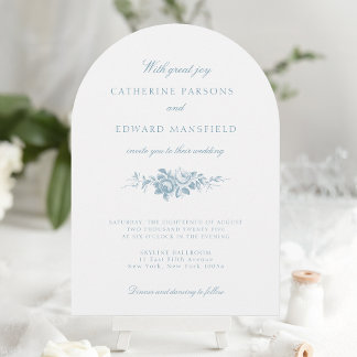 Invitación Elegante mosaico floral azul y blanco