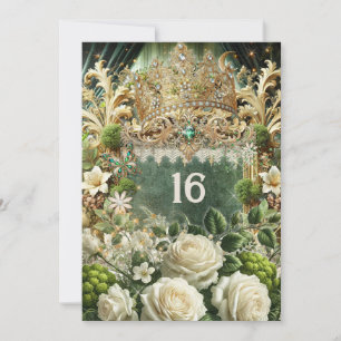 Invitación Elegante Moss & Moonlight Regal Green Sweet 16 Inv