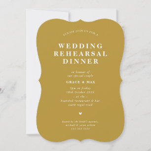 Invitación ELEGANTE mostaza para la cena simple y simple