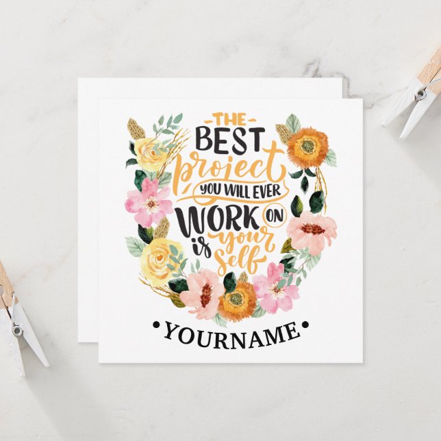 Invitación Elegante Motivación Inspiración Floral Cita (Anverso/Reverso In Situ)