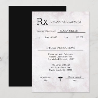 Invitación Elegante mozo de prescripción médica Graduación