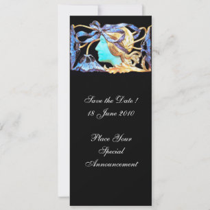 INVITACIÓN ELEGANTE MUJER BELLEZA JEWEL /LADY,BLUE BOW,FLORES