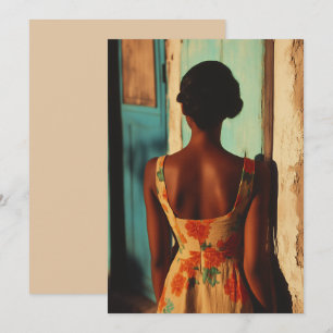 Invitación Elegante mujer cubana vestida con flores en la Hor
