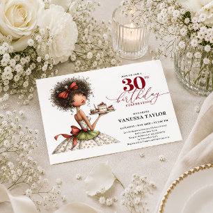 Invitación Elegante Mujer de Dibujos Animados Cumpleaños 30 I