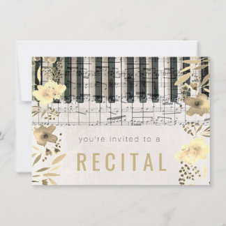 Invitación elegante música de flores sepia acuarela