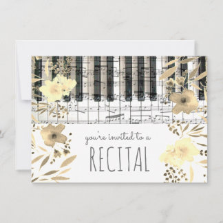 Invitación elegante música de flores sepia acuarela