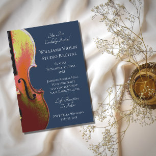 Invitación Elegante música violín recital marina azul