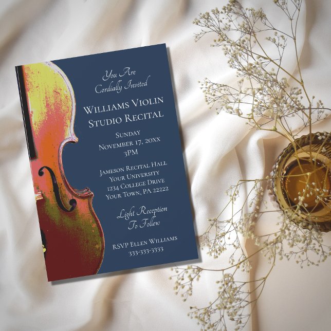 Invitación Elegante música violín recital marina azul (Subido por el creador)