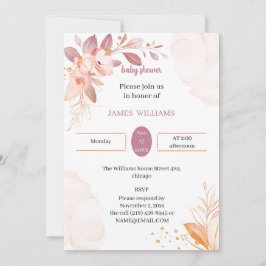 Invitación Elegante Naranja Baby Shower Personalizado