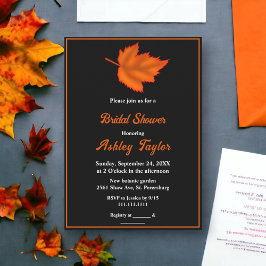 Invitación Elegante Naranja blanco negro caída ducha de novia