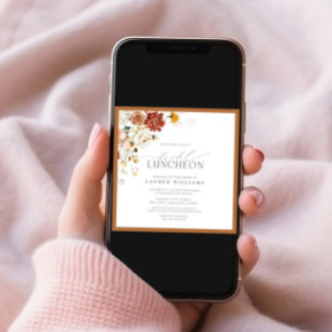 Invitación Elegante Naranja Bridal Luncheon Floral Rust