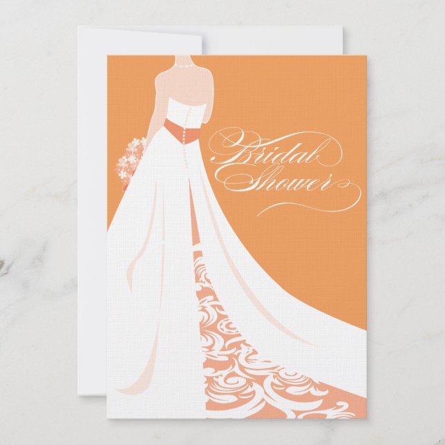 Invitación Elegante Naranja Bridal Shower (Anverso)