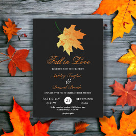 Invitación Elegante Naranja caída deja Boda floral negro