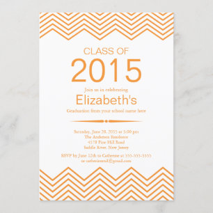 Invitación Elegante Naranja Chevron Graduation Party Invitaci