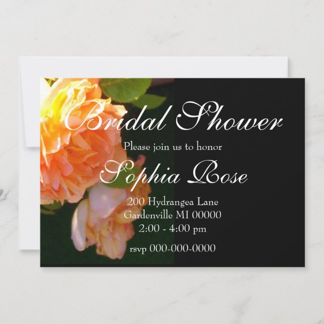 Invitación Elegante naranja clásico rosas de melocotón floral (Anverso)