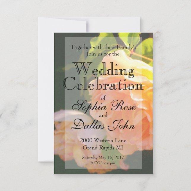 Invitación Elegante naranja clásico rosas de melocotón floral (Anverso)