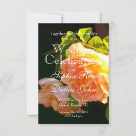 Invitación Elegante naranja clásico rosas de melocotón floral