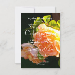 Invitación Elegante naranja clásico rosas de melocotón floral