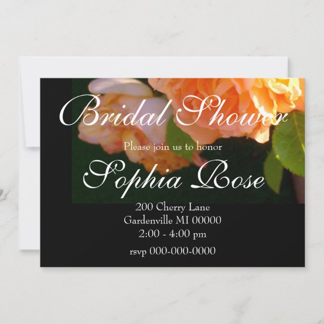 Invitación Elegante naranja clásico rosas de melocotón floral (Anverso)