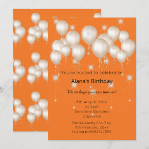 INVITACIÓN ELEGANTE NARANJA DE BALLÓN MODERNO LUMINOSO