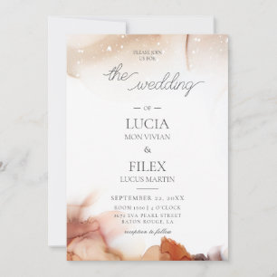 Invitación Elegante Naranja de ejemplo Boda de tinta de color