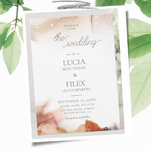 Invitación Elegante Naranja de ejemplo Boda de tinta de color