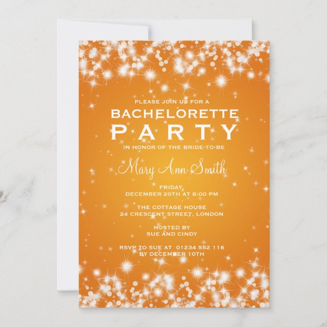 Invitación Elegante Naranja de espuma de invierno de la fiest (Anverso)