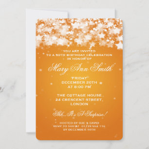 Invitación Elegante Naranja de estrellas deslumbrantes en su