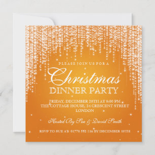 Invitación Elegante Naranja de fiesta navideña de Navidades d
