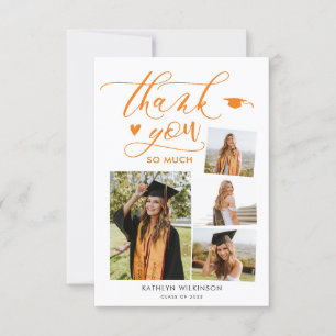 Invitación Elegante Naranja de guiones 4 Graduación de fotos