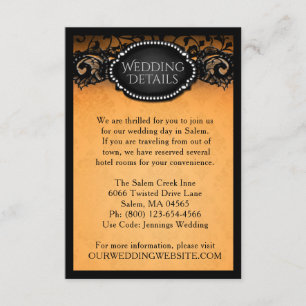 Invitación Elegante Naranja de Halloween y detalles de Boda n
