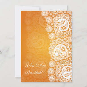 Invitación Elegante Naranja de la ducha nupcial Paisley Lace