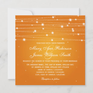 Invitación Elegante Naranja de líneas de puño de bodas