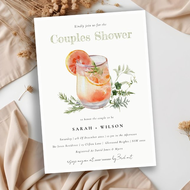 Invitación Elegante Naranja de marfil Cocktail Parejas de Coc (Subido por el creador)
