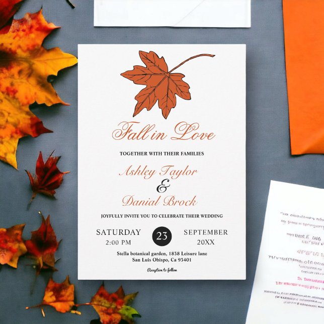 Invitación Elegante Naranja de otoño deja Boda floral otoño (Subido por el creador)