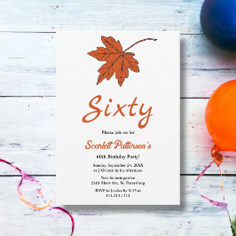 Invitación Elegante Naranja de Otoño sale del 60° cumpleaños