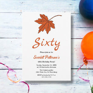 Invitación Elegante Naranja de Otoño sale del 60° cumpleaños