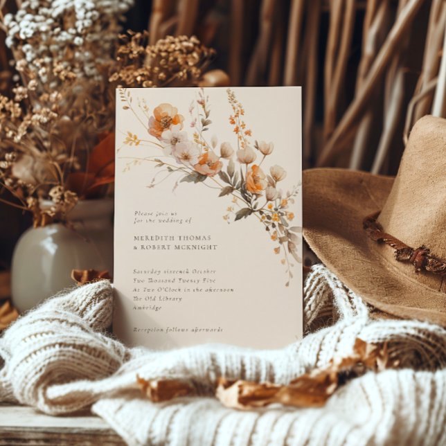 Invitación Elegante Naranja de otoño y Boda de flores silvest (Subido por el creador)