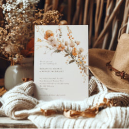 Invitación Elegante Naranja de otoño y Boda de flores silvest