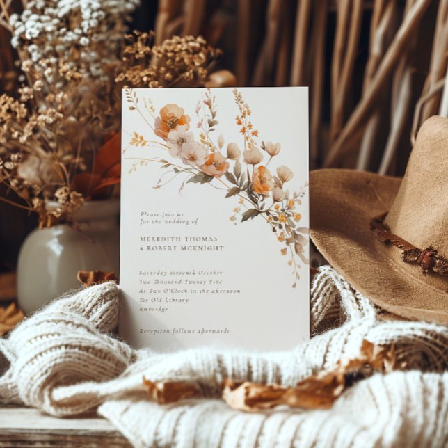 Invitación Elegante Naranja de otoño y Boda de flores silvest (Subido por el creador)