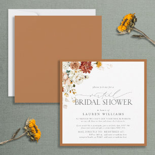 Invitación Elegante Naranja de óxido acuarela Virtual Shower 