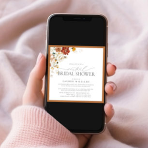 Invitación Elegante Naranja de óxido acuarela Virtual Shower