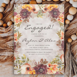 Invitación Elegante Naranja de óxido partido de compromiso fl