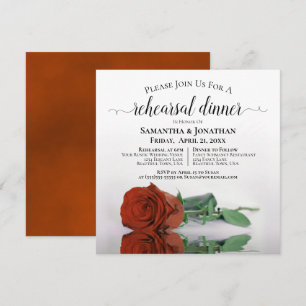 Invitación Elegante Naranja de óxido Rosa Boda ensayar cena