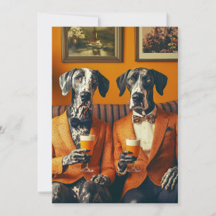 Invitación Elegante Naranja de perros grandes de danés