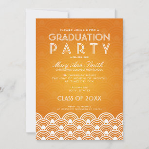 Invitación Elegante Naranja de vieira del partido de graduaci