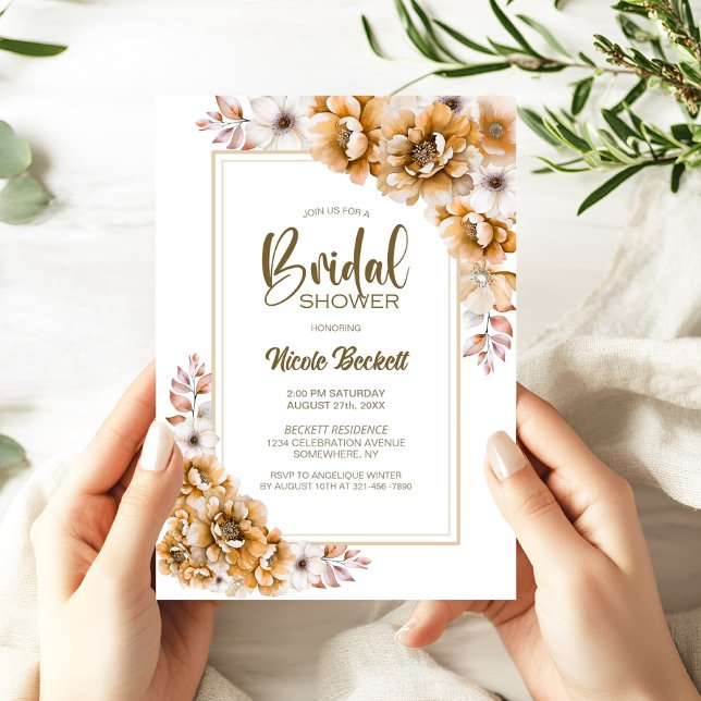 Invitación Elegante Naranja Floral Bridal Shower (Subido por el creador)