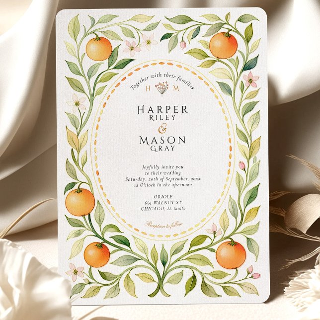 Invitación Elegante Naranja Grove Watercolor Boda (Subido por el creador)