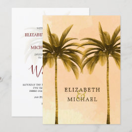 Invitación Elegante Naranja moderno Boda tropical de palmas