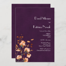 Elegante Naranja morado quemado Florals Fall Wedd